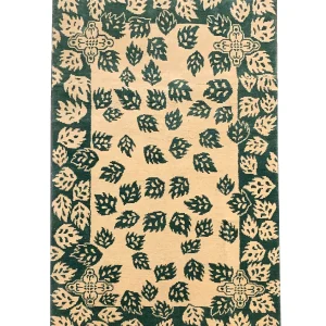 Indian Modern Rug Green Leaves Pattern Carpet CMM